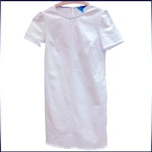 DRAPER JAMES Cotton Denim Classic Shift Dress Raw Hem Magnolia White Size 8 NWT